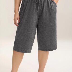 Gray Casual Drawstring Shorts
